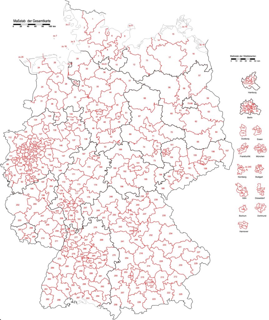 Wahlkreise für die Bundestagswahl